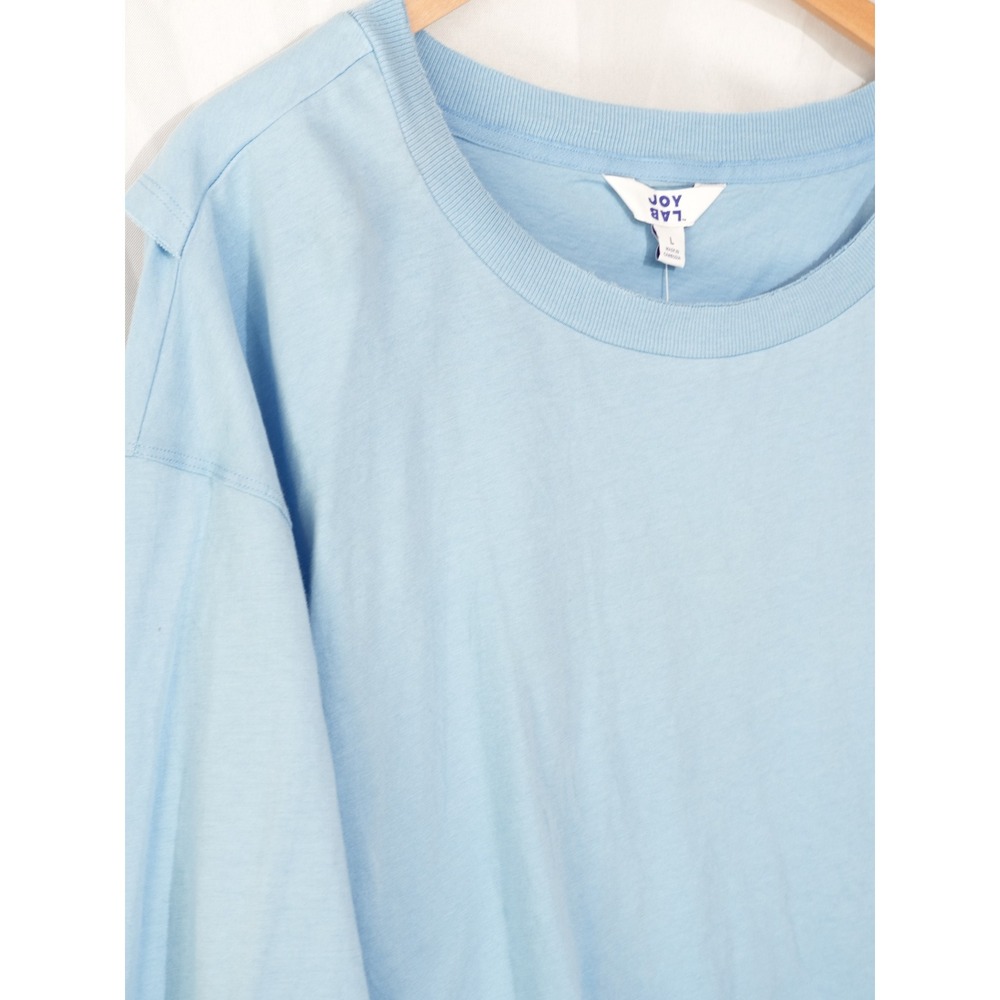 JoyLab Long-Sleeve Tee Women Large Blue Boxy Fit Thumbhole Tulip Wrap Back NWT - Picture 8 of 9